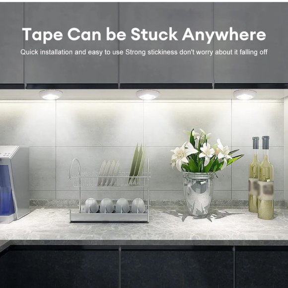 Lot Of 4 LED Night Light Push Stick On Wireless Closet Cordless Battery Operated - Picture 7 of 11